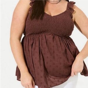 Torrid | Babydoll Cotton Clip Dot Smocked Bodice Tank NWT Size 1X